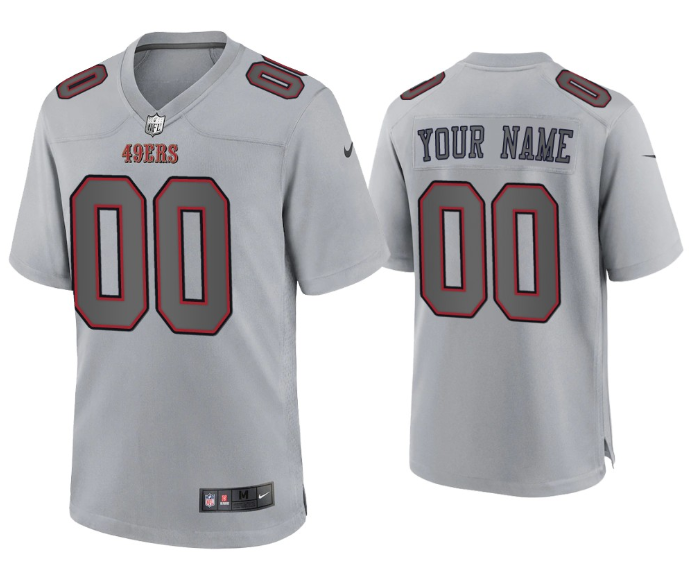 Men's San Francisco 49ers Active Player Custom Grey Atmosphere Fashion Stitched Game Jersey